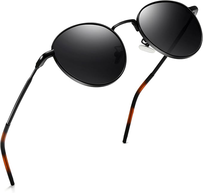 SUNGAIT Ponderable Metal Round Sunglasses for Men Women Classic Vintage Polarized Circle Sun Glasses
