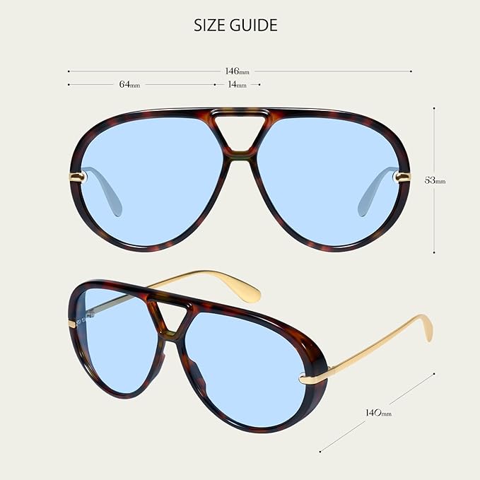 mosanana Trendy Oversized Aviator Sunglasses for Women Retro Style MS52478