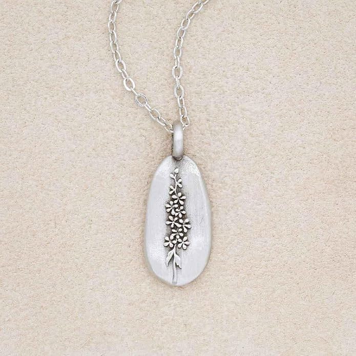 LISA LEONARD DESIGNS Pewter Birth Flower Pendant Necklace Minimalist Jewelry Necklaces For Women Gift For Her Dainty Necklaces