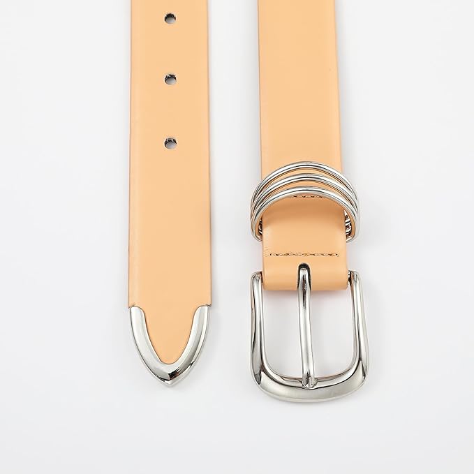 Women's Leather Belts with Gold Buckle Fashion Leather Waist Belt Elegant Ladies Belts for Jeans Dress & Casual Wear