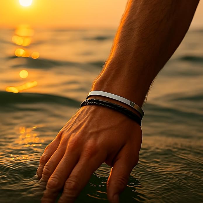 Forge & Foundry Men's Minimalist Titanium Cuff Bracelet | Versitile Unisize Waterproof | Design-Led Artisan Jewelry, from London | Ravick