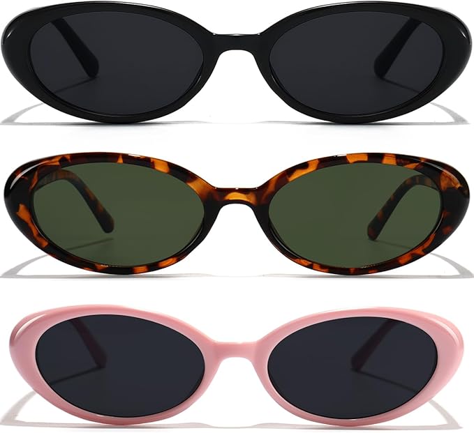 Oval Sunglasses for Women Men Fashion Small 90s Style Sun Glasses UV400