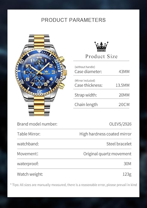 OLEVS Mens Watches Big Face Stainless Steel Waterproof Date Analog Quartz Watches Fashion BusinessWrist Watches for Men…