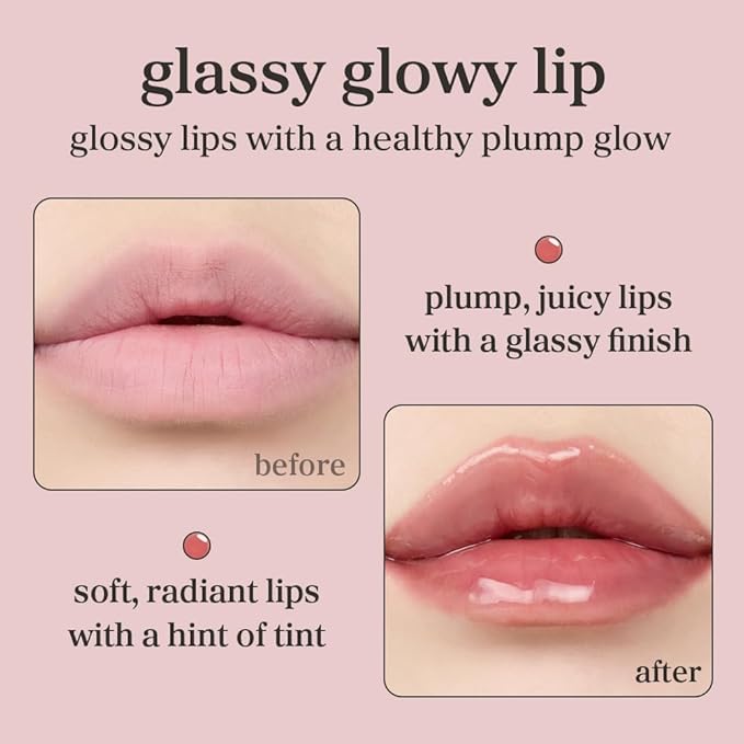 NOONI Korean Lip Oil - Appleginseng | Lip Stain, Long-Lasting, Moisturizing, Plumping, Revitalizing for Dry Lips, Waterproof, No Peel Off, Korean Lip Tint, Stocking Stuffers, Cute Things, 0.12 Fl Oz