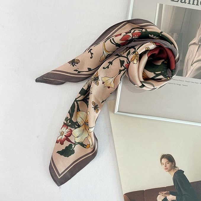 Livrerpi Silk Feeling Head Scarf Fashion Satin Hair Scarf Square Long Scarves for Women Gifts