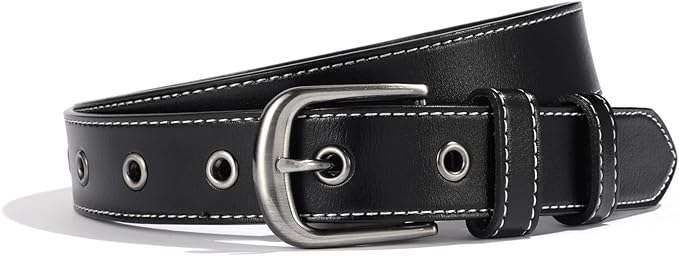 Women Leather Belt for Jeans Pants Dresses Fashion Casual Ladies Waist Belt with Pin Silver Gray Buckle