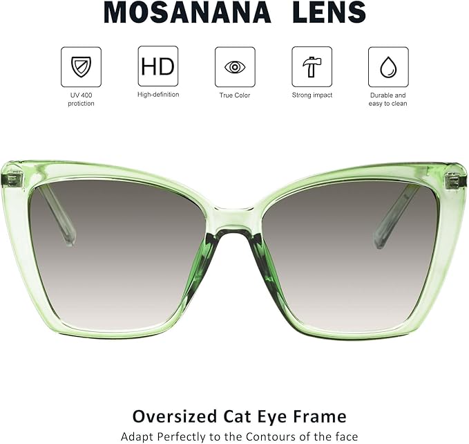 mosanana Oversized Cat Eye Sunglasses for Women Trendy Style MS52028