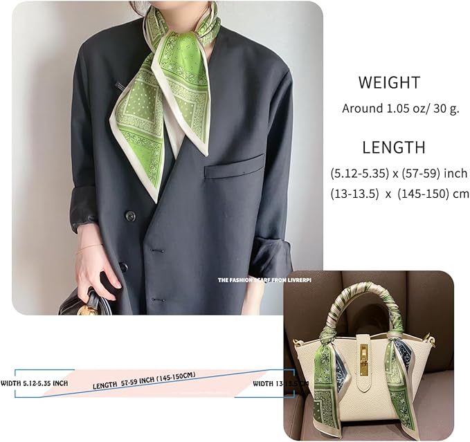 Livrerpi Silk Feeling Head Scarf Fashion Satin Hair Scarf Square Long Scarves for Women Gifts