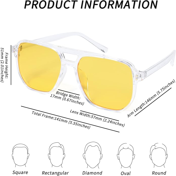 FEISEDY Retro Square Aviator Sunglasses Women Men 70s Vintage Trendy Plastic Frame Sun Glasses B2835