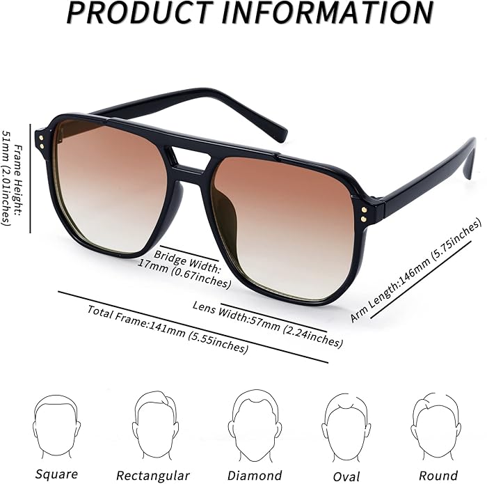 FEISEDY Retro Square Aviator Sunglasses Women Men 70s Vintage Trendy Plastic Frame Sun Glasses B2835