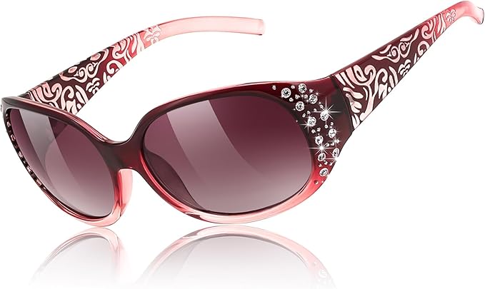 FEISEDY Women's Polarized Sunglasses Wrap Around Rhinestone Design Fashion Sunnies UV400 Protection B1091