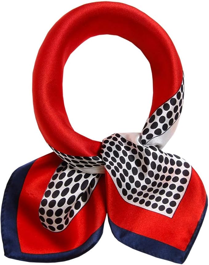 ANDANTINO 100% Real Mulberry Silk Scarf -21'' x 21''- Lightweight Neckerchief –Women Men Small Square Digital Printed Scarves