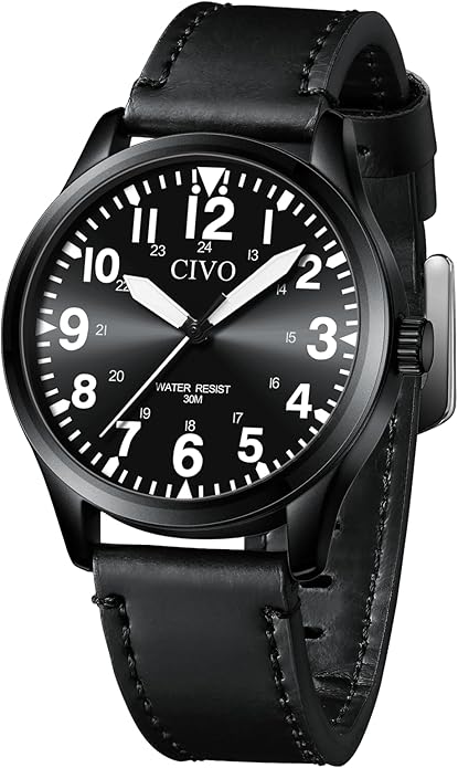 CIVO Analog Wrist Watches for Men: Waterproof Stainless Steel Mens Watches - Silver Watch with Easy Read Dial Men's Watch for Gift