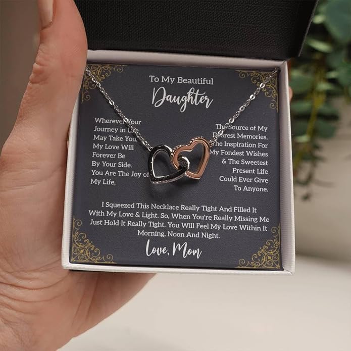 VIRAGIL To My Daughter Gift Necklace From Dad or Mom - Badass Daughter Jewelry With Heartfelt Message & Elegant Box