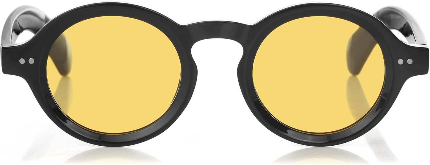 Trendy Round Polarized Sunglasses for Men Women Chunky Hippie Costume Sun Glasses 90s Circle Retro Style