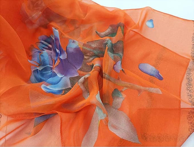 Pokeedioty Women’s Scarf Lightweight Elegant Floral Pattern Scarf Fashion Scarves Sheer Scarfs Shawls