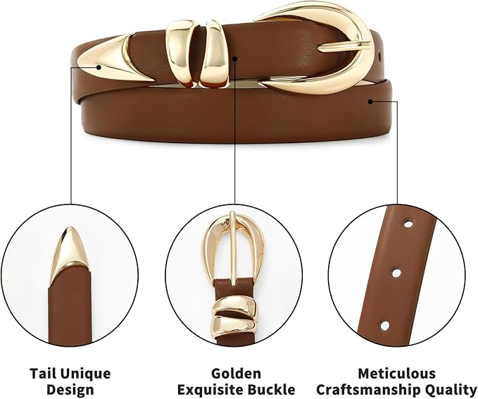 Black Leather Belt for Women Stylish Design with Gold Buckle Ladies Black Belt Perfect for Jeans Dresses