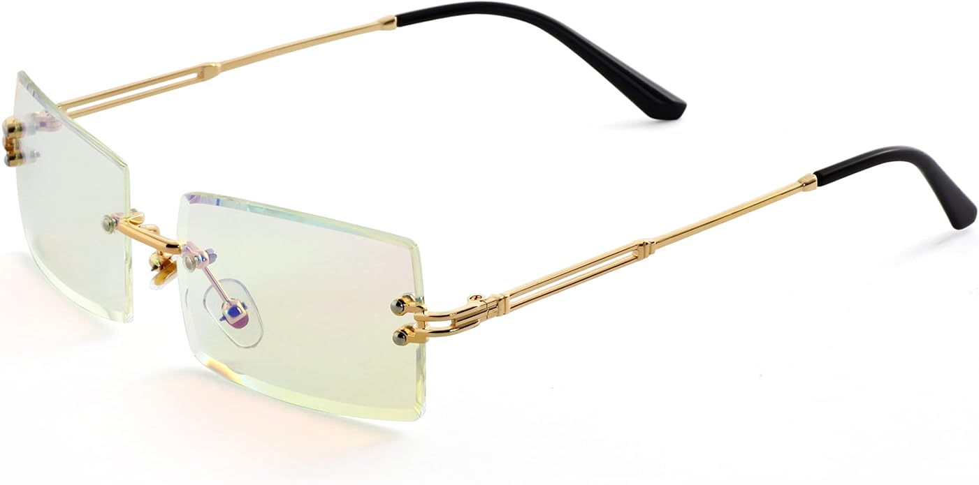 Kursan Frameless Rectangle Sunglasses for Men Women Small Rimless Sun Glasses Shades UV400 Protection