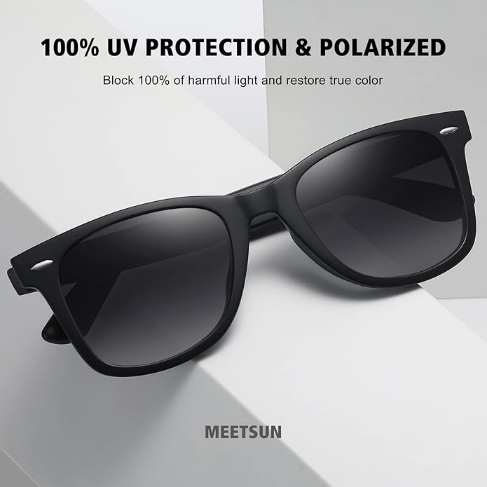 MEETSUN Retro Polarized Sunglasses for Women Men Classic Mirror Lens Driving Trendy Sun Glasses UV Protection (3 Pack)