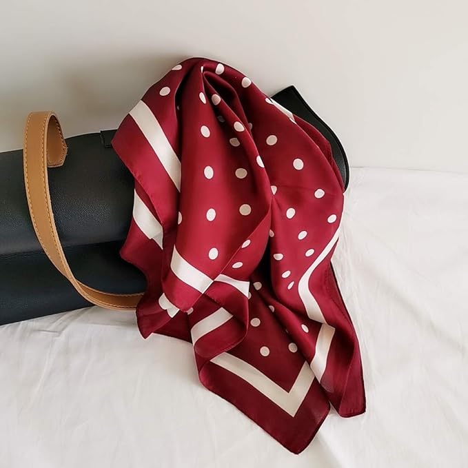FONYVE Silk Feeling Scarf Medium Square Satin Head Scarf for Women 27.5 × 27.5 inches