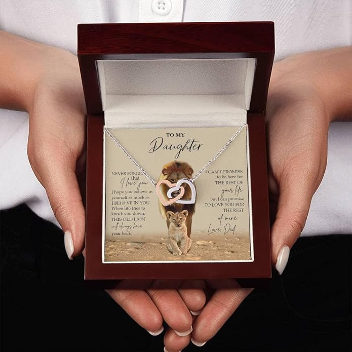 VIRAGIL To My Daughter Gift Necklace From Dad or Mom - Badass Daughter Jewelry With Heartfelt Message & Elegant Box