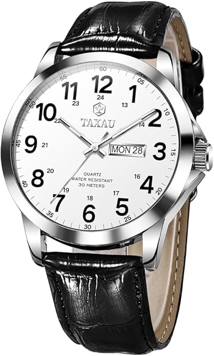 Watches for Men Luxury Analog Waterproof Classic Leather Large Face Simple Easy Read Quartz Minimalist Dress Day Date Quartz Mens Watches