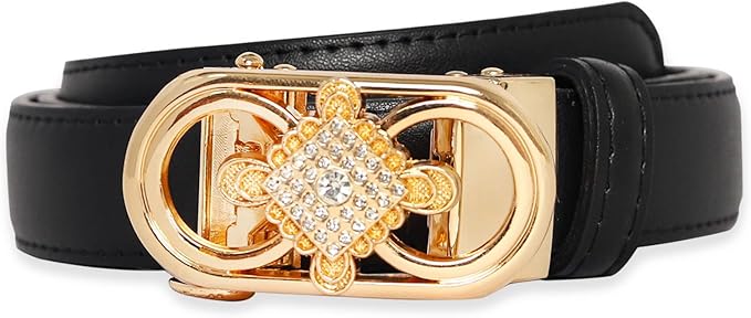 Women's Fashion Classic Metal Buckle Leather Belt with Jeans Dress