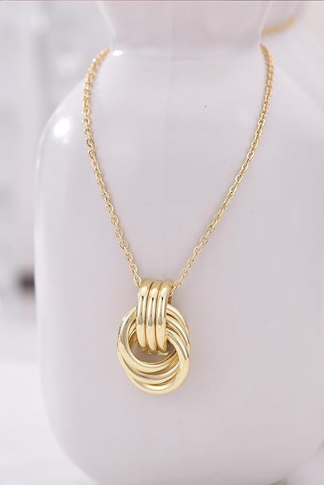 Gold Knot Pendant Necklace for Women Gold Statement Geometric Necklace Dainty Link Choker Necklace Trendy Jewelry Accessories