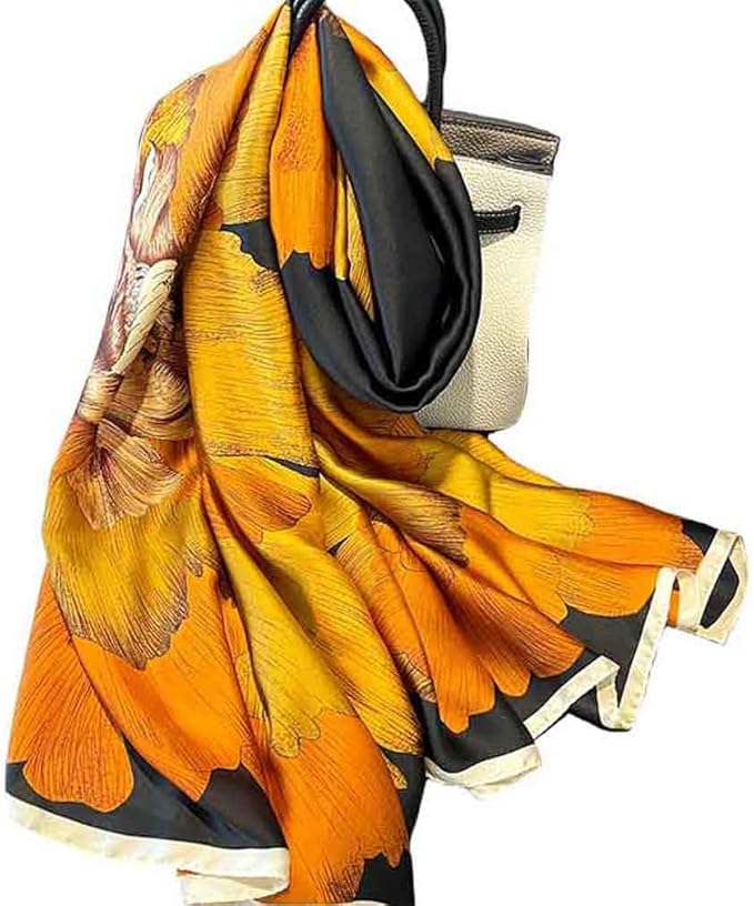 Pokeedioty Scarfs for Women Lightweight Head Scarf Fashion Scarves Elegant Floral Pattern Sunscreen Shawls and Wraps