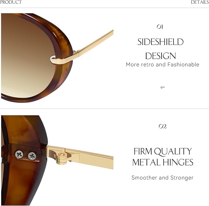 mosanana Trendy Oversized Aviator Sunglasses for Women Retro Style MS52478