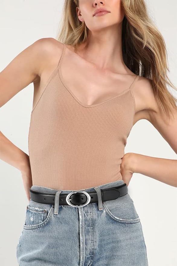 Womens Belt - CR Leather Belt Women Casual for Jeans Pants Dress - Belts with Gold Buckle for Women Fashion