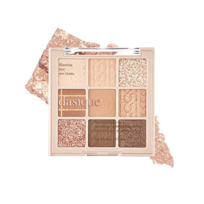 dasique Shadow Palette #15 Beige Knit l Vegan, Cruelty-Free l 9 Blendable Shades in Smooth Matte and Shimmer Finishes with Gorgeous Pearls