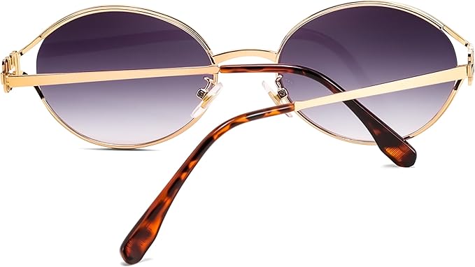 FEISEDY Retro Oval Small Sunglasses for Women Men 90s Trendy Classic Y2K Frame Round Shades UV400 Protection B9164