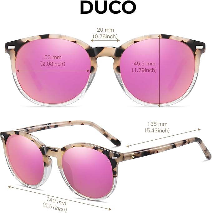 DUCO Polarized Sunglasses for Women Retro Round Women's Sunglasses Classic Vintage UV400 Shades DC1230