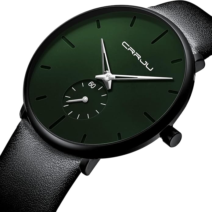 Mens Watches Ultra-Thin Minimalist Waterproof-Fashion Wrist Watch for Men Unisex Dress with Leather Band
