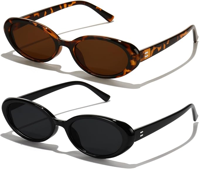 Oval Sunglasses for Women Men Fashion Small 90s Style Sun Glasses UV400