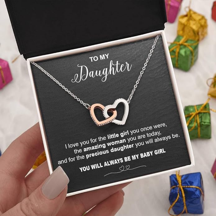 VIRAGIL To My Daughter Gift Necklace From Dad or Mom - Badass Daughter Jewelry With Heartfelt Message & Elegant Box