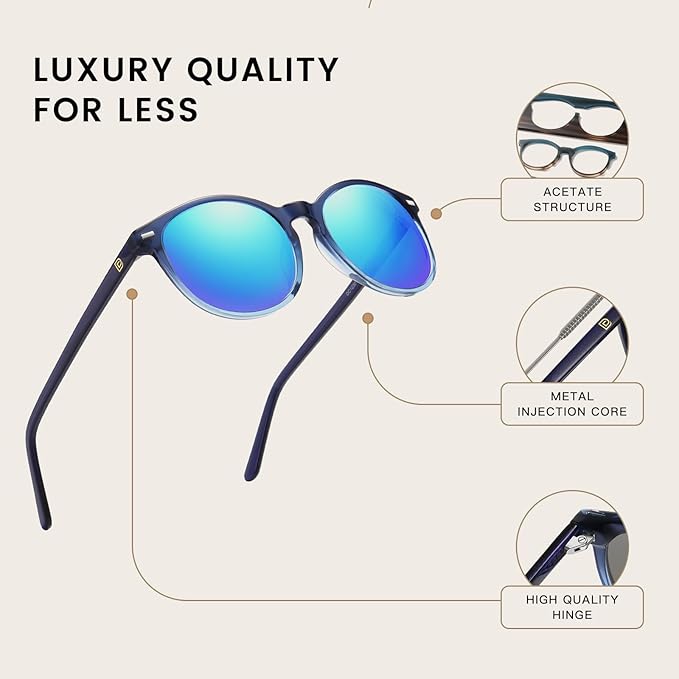 DUCO Polarized Sunglasses for Women Retro Round Women's Sunglasses Classic Vintage UV400 Shades DC1230