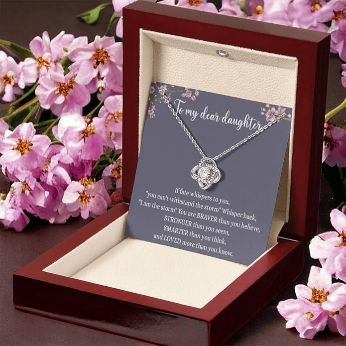 VIRAGIL To My Daughter Gift Necklace From Dad or Mom - Badass Daughter Jewelry With Heartfelt Message & Elegant Box