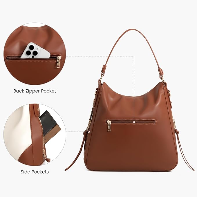 Realer Hobo Crossbody Bags for Women Designer Faux Leather Hobo Handbags Retro Large Size Shoulder Bag Bucket Purse