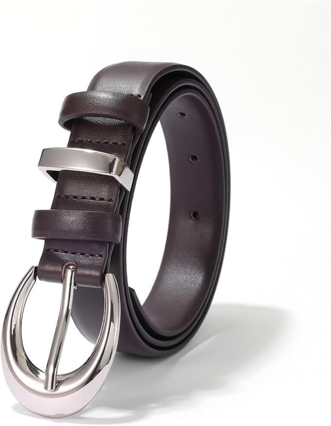 Women's Cow Leather Belt for Jeans Pants Fashion Ladies Skinny Dress Waist belt with Gold Buckle