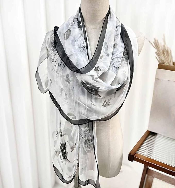 Xyueanlo Scarfs for Women Lightweight Fashion Floral Printed Scarves Neck Scarf Sunscreen Wraps Shawls