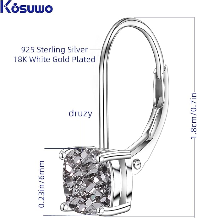 Moissanite Earrings for Women 2.0CT D Color,18K White Gold Plated Sterling Silver Dangle Earrings, Leverback Drop Earrings Jewelry for Gifts
