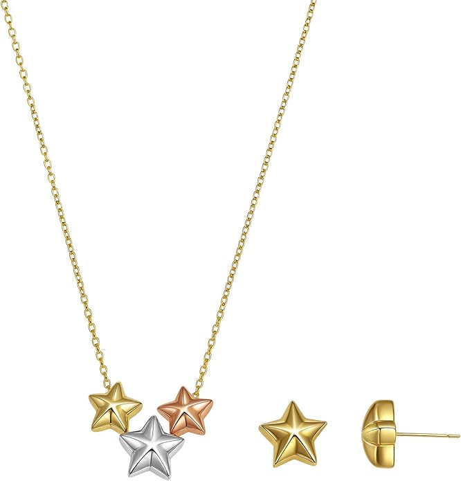 Dainty Geometric Jewelry Set for Women - Stainless Steel Necklace & Earrings Minimalist Matching Set