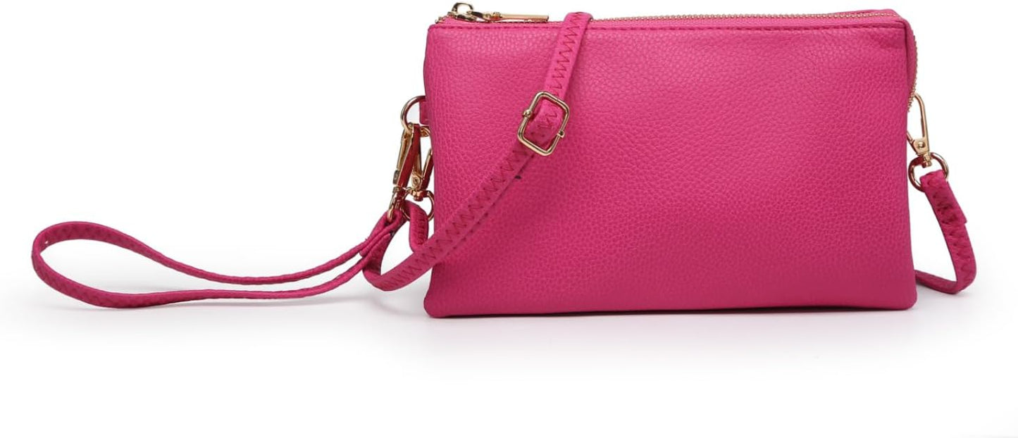 JEN & CO. Riley Small Crossbody Bags for Women Vegan Leather Wristlet Clutch Wallet Purses Handbags with 2 Straps