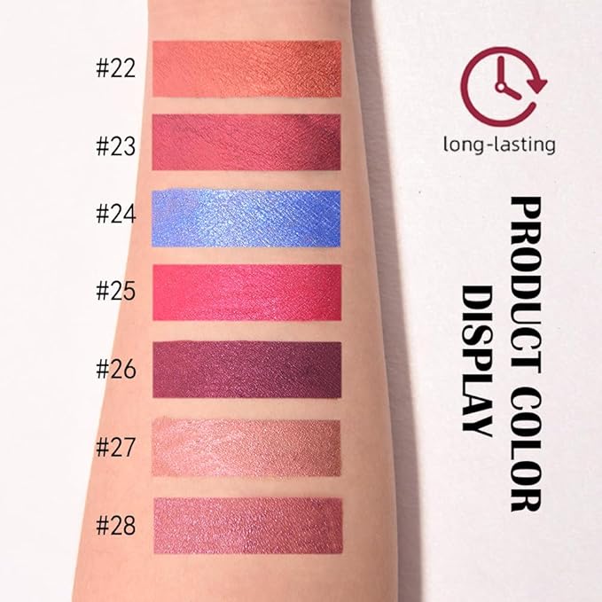 Kaely 2-in-1 Royal Blue Metallic Lipstick and Lip Liner Makeup, Shimmer Liquid Metallic Lipsticks for Women, Glitter Lip Gloss Stain Long Lasting Waterproof Smudge Proof 24 Hour, Cruelty-Free 24