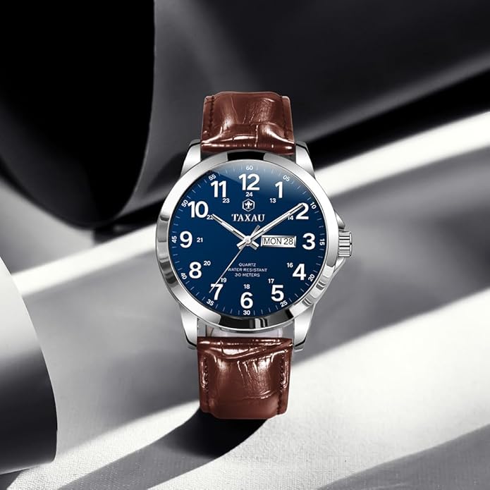 Watches for Men Luxury Analog Waterproof Classic Leather Large Face Simple Easy Read Quartz Minimalist Dress Day Date Quartz Mens Watches