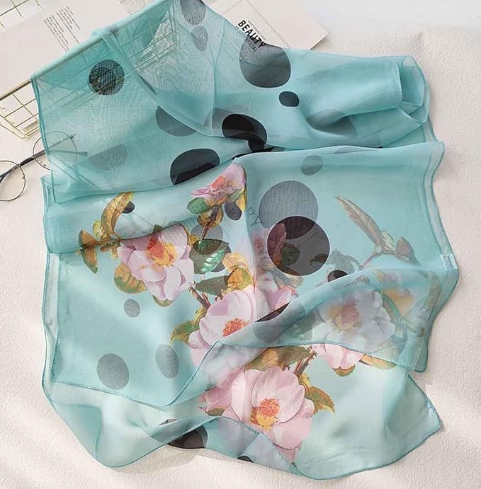 Pokeedioty Scarfs for Women Lightweight Fashion Scarves Elegant Floral Pattern Sheer Scarfs Sunscreen Shawls Wraps