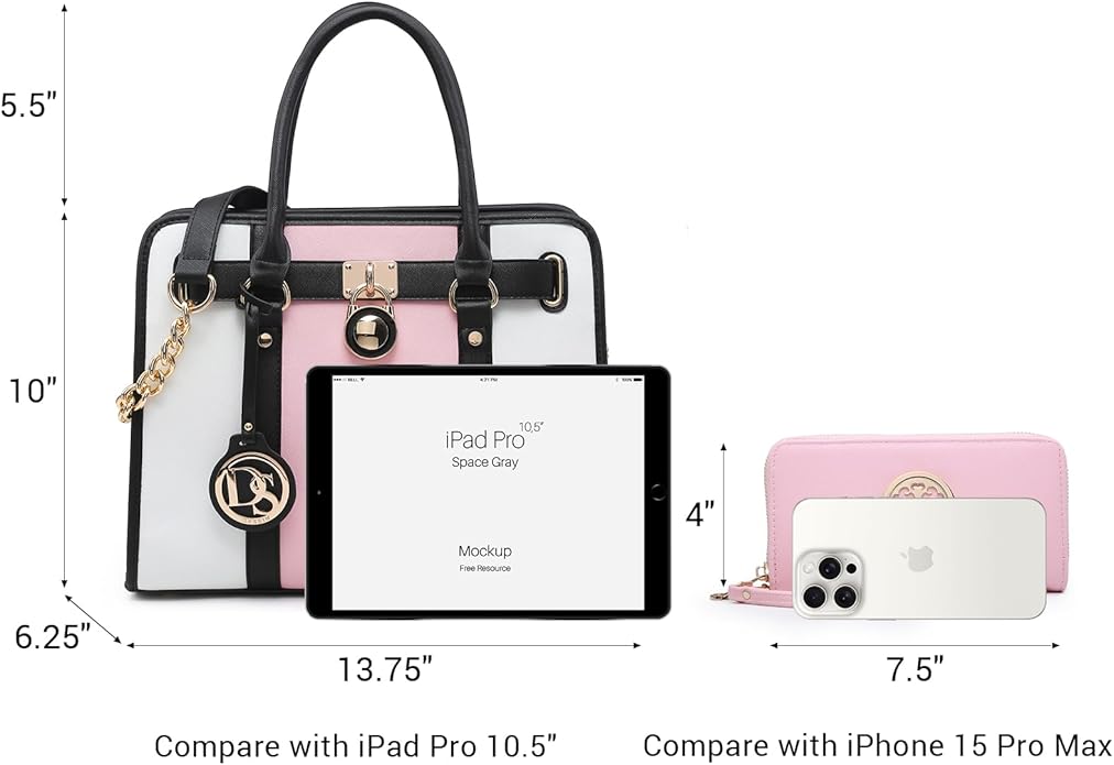 Dasein Handbags Purses Set for Women Top Handle Satchel Shoulder Bags Large Work Tote Bag with Matching Wallet