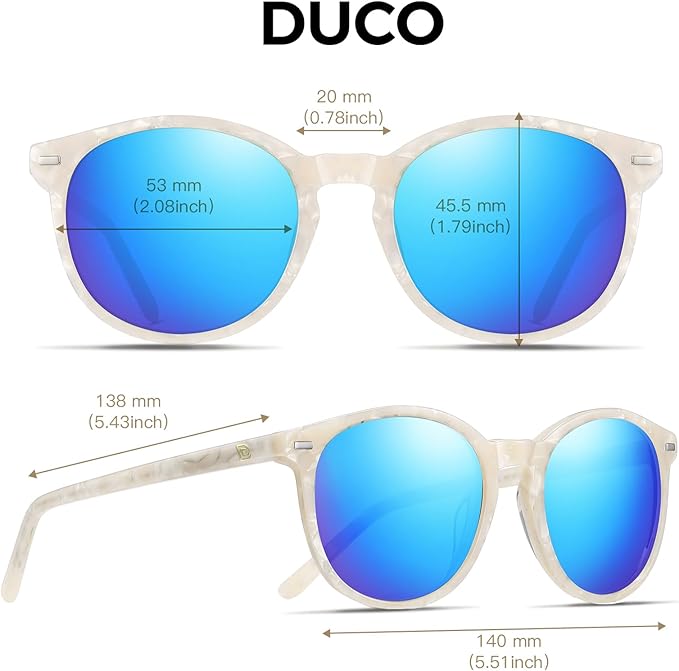 DUCO Polarized Sunglasses for Women Retro Round Women's Sunglasses Classic Vintage UV400 Shades DC1230